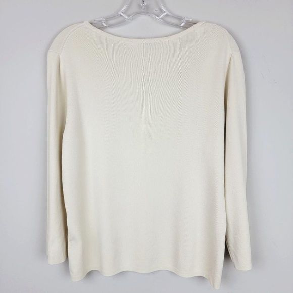 Pendelton Cream Crew Neck Long Sleeves Basic Classic Rayon Knit Top Size L - Picture 2 of 6